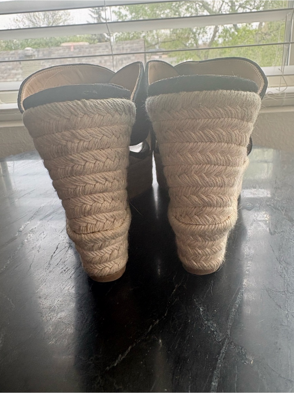 Sergio Rossi Black Suede Espadrille Wedge Mules - Picture 6 of 7
